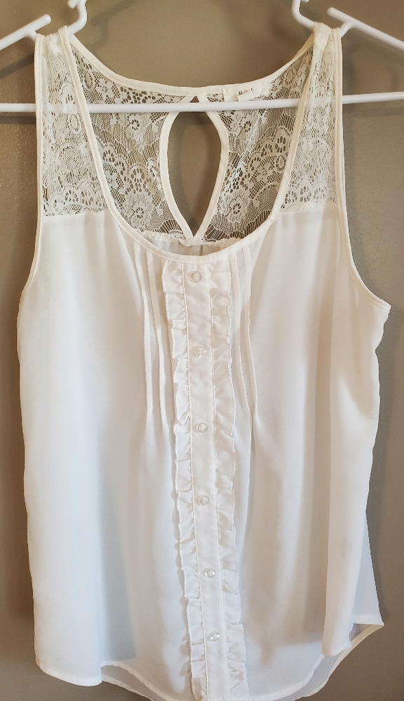 Mine Brand sz LG White Sheer Tank Top